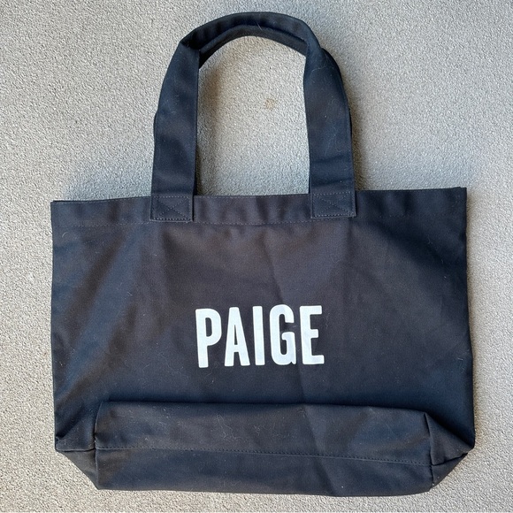 PAIGE Denim Large Black Canvas Tote Bag - Picture 2 of 5